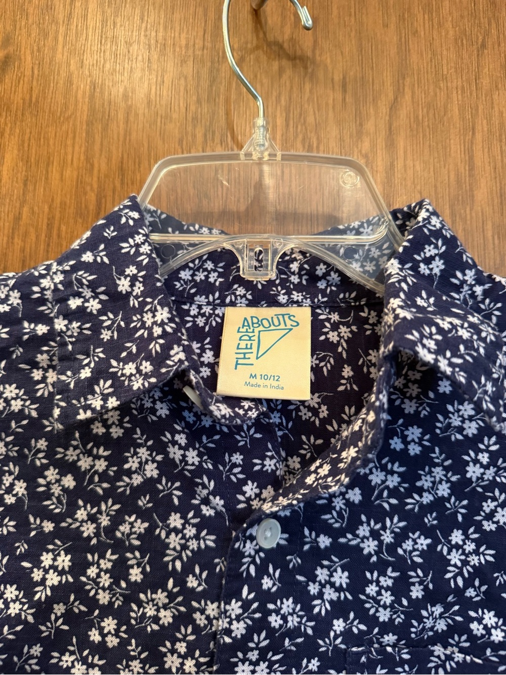Boys Short-Sleeve Navy Floral Button-Down Shirt - Picture 4 of 5